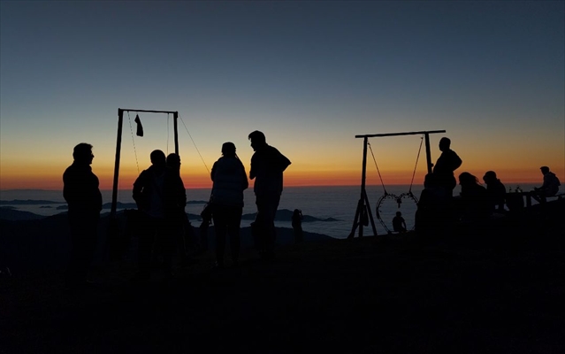 Boat for "sea of clouds" in a highland at 2,700m. altitude in Turkey's Rize