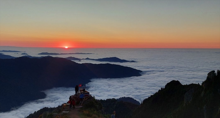 Boat for "sea of clouds" in a highland at 2,700m. altitude in Turkey's Rize