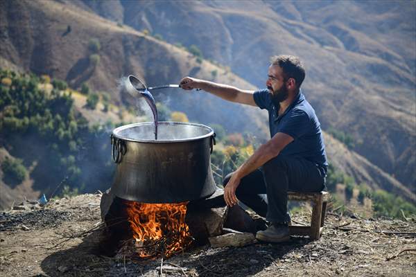 Grape molasses production with traditional method