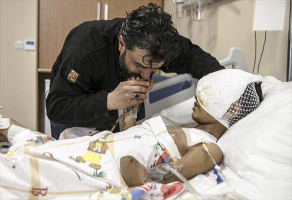 11-year-old Syrian Muhammad meets with his family in Turkey