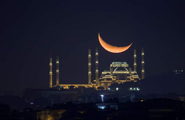 Great Camlica Mosque with crescent moon